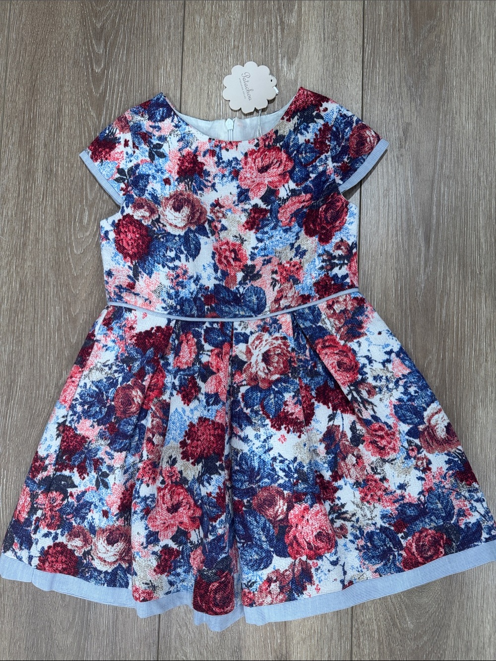 NWT Parachou Floral Fit & Flare Party Dress in Red and Blue